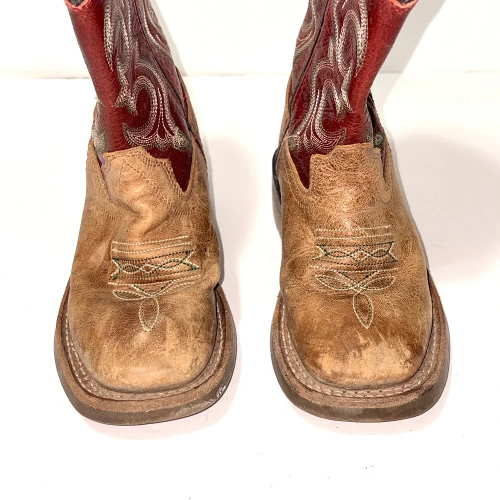 Cody James Burgundy Red Leather Square Toe Cowboy Western Boots Youth SIZE 9 D